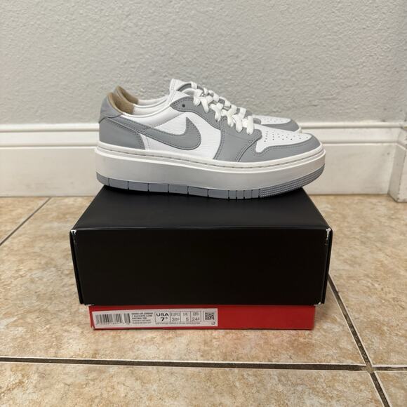 Nike Air Jordan 1 Elevate Low Grey White Platform Sneakers Shoes - Picture 4 of 5